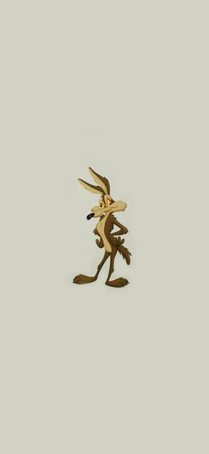 Wile E Coyote 卡通角色在米色背景前看起來很沮喪 — iPhone 14 Plus 壁紙