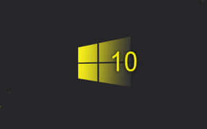 Windows 10 標誌在深色背景上帶有黃色漸變 — 深色窗戶 壁紙