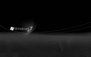 黑色背景上的 Windows 7 標誌，帶有白色線條藝術。 — 簡約暗黑美學 壁紙