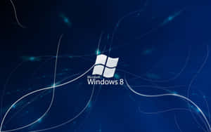 Windows 8 標誌在藍色背景上帶有發光線條 — 綠色天空 壁紙