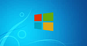 Windows 標誌，帶有彩色方塊，背景為藍色漸層，帶有漩渦。 — 深色窗戶 壁紙