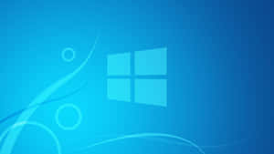 Windows 標誌在漸變藍色背景上，帶有抽象漩渦 — 簡約暗黑美學 壁紙