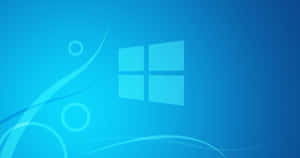 Windows 標誌在藍色漸變背景上，帶有抽象漩渦 — Windows 11 4K 壁紙