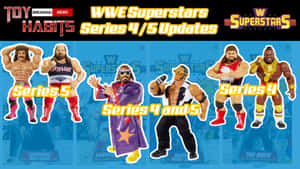 WWE Superstars Series 4 及 5 動作人偶，帶有粗體文字疊加。 — 運動 壁紙