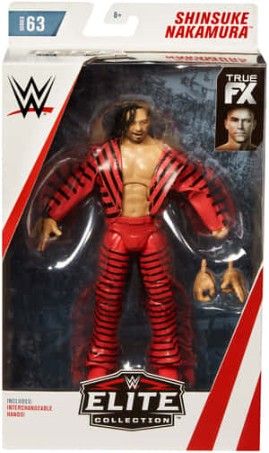 WWE 中邑真輔可動人偶，身穿紅黑條紋服裝，附有可互換手掌。 — Tecno Megapad 壁紙