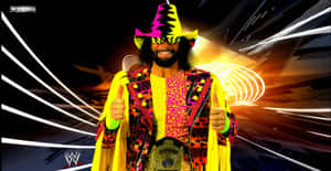 WWE 摔角手身穿色彩繽紛的服裝，帶著冠軍腰帶豎起兩個大拇指。 — 摔角 壁紙