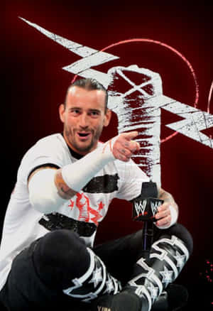 WWE摔角手CM Punk在表演期間用麥克風向前指。 — 摔角 壁紙