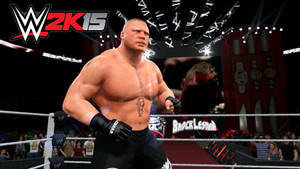 WWE摔角手布洛克·萊斯納在冠軍賽中站在擂台上。 — 電玩遊戲 GIF 壁紙