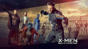 X-Men 團隊在戲劇性的日落中，英雄式地站在國會大廈前擺姿勢。 — 湯姆與傑利卡通 壁紙