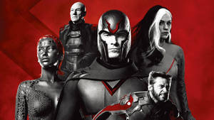 X-Men 角色穿著超級英雄服裝，背景為紅色。 — 萬磁王 壁紙