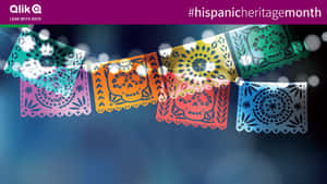 色彩繽紛的 papel picado 橫幅帶有糖骷髏圖案，懸掛在慶祝活動中。 — 慶祝 壁紙