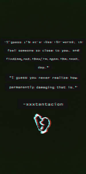 帶有 xxxtentacion 引用和扭曲心形符號的故障藝術。 — 18:9 壁紙