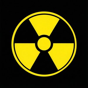 黑色背景上的黃色放射性警告符號 — Pixel Watch 壁紙