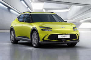 未來感地下車庫中的萊姆綠色GV60電動SUV。 — Toyota Supra Mk4 壁紙