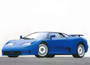 藍色 Bugatti EB110 跑車在白色背景下的攝影棚照片。 — 布加迪 GIF 壁紙