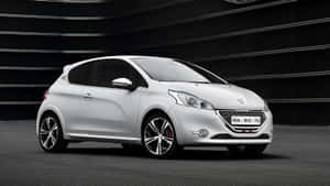 白色Peugeot 208跑車配紅色制動卡鉗在工作室 — 標緻 壁紙