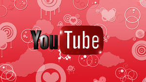 YouTube 標誌，紅色背景，白色裝飾心形和圓形。 — 紅色圓圈 壁紙