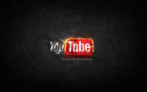 YouTube標誌在深色紋理背景上帶有火焰光芒，下方有文字。