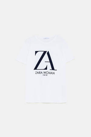 帶有黑色ZARA WOMAN F/W 18標誌的白色T恤 — 冬季美學 壁紙