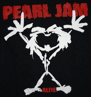 Pearl Jam Alive 樂團T恤，帶有白色圖形和紅色文字。 — 岩石 壁紙