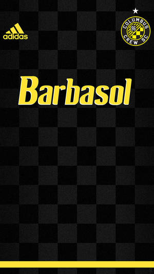 黑黃格子足球球衣，帶有 Barbasol 贊助商標誌和 Columbus Crew SC 標誌。 — 運動 壁紙