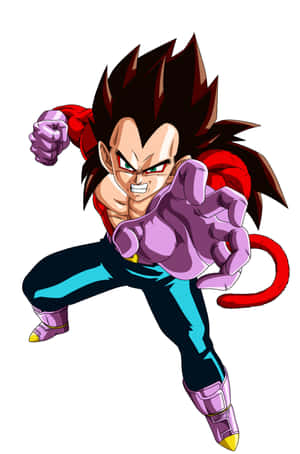 動漫角色貝吉塔（Vegeta）以戰鬥姿態出現，帶有紅色尾巴和紫色手套。 — POCO Pad 壁紙