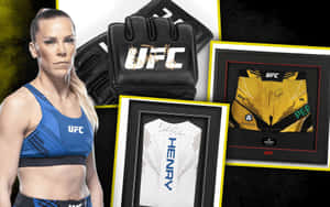 UFC拳手帶著簽名格鬥裝備在展示框中。 — 16:10 壁紙