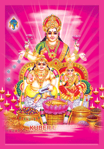 印度教女神坐在寶座上，有供品和油燈，發光粉紅色背景 — Maa Durga 壁紙