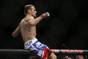 MMA拳手在八角籠內揮拳。 — 慶祝 壁紙