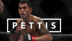 MMA 拳手 Pettis 在八角籠內戴著手套，刺青清晰可見 — 運動 壁紙