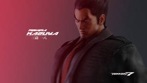 來自《鐵拳7》的動漫角色三島一八，紅眼黑髮。 — 三島一八 壁紙