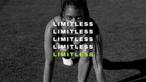 一位專注的女性穿著運動服蹲在人行道上，帶有 'limitless' 文字疊加。 — 跑步者 壁紙