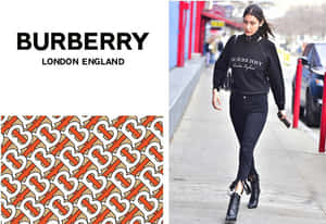 穿著Burberry街頭服的女士在城市人行道上行走 — Burberry 壁紙