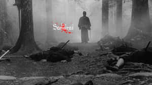 武士站在霧氣森林戰場上倒下的敵人之上。 — 混沌武士 壁紙