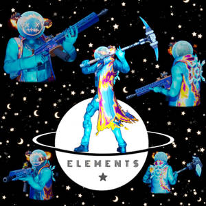一位發光的藍色太空戰士，披著火焰斗篷，在繁星點點的夜空中手持武器。 — 崔維斯·史考特 要塞英雄 壁紙