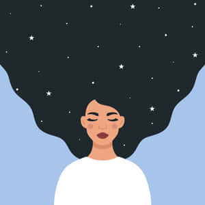 滿頭星光的女性仰望夜空 — 夢幻 GIF 壁紙