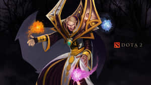 Dota 2 英雄在黑暗森林中施放火焰和閃電法術。 — 遊戲 壁紙