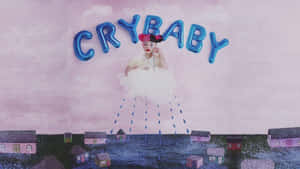 雲上女人在淹沒村莊上空降雨，帶有「CRYBABY」氣球 — 梅蘭妮·馬丁尼茲 壁紙
