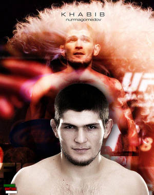 Khabib Nurmagomedov 的肖像，擁有火紅頭髮和強烈表情，出現在UFC宣傳藝術中。 — 終極格鬥冠軍賽 壁紙