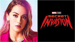 身穿粉紅色外套的女性，在Secret Invasion標題旁投以強烈目光。 — 漫威復仇者聯盟 壁紙