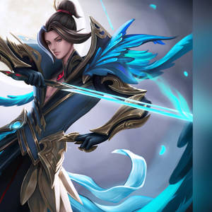 動漫戰士，藍色翅膀，發光劍，華麗盔甲。 — 三島一八 壁紙