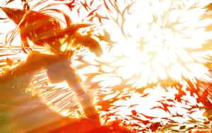 動漫女孩以動作姿勢釋放熾熱爆炸 — 天元突破紅蓮螺巖 壁紙