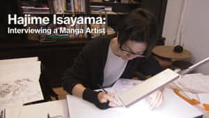 漫畫家在家庭工作室的書桌前用燈畫畫 — 日本動漫 壁紙