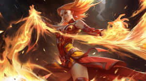 動漫戰士，擁有火紅頭髮和從手中噴出的火焰。 — 瑟夏·羅南 壁紙