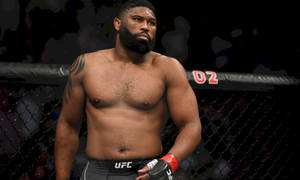 一位UFC拳手在八角籠內，身穿黑色短褲和紅色手套。 — 運動 壁紙