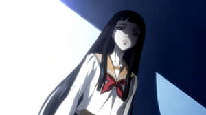 戲劇性燈光下，穿著校服、長黑髮的動漫女孩。 — 阿基拉 壁紙