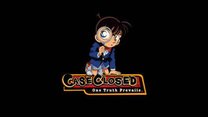 動畫偵探小孩拿著放大鏡，帶有「Case Closed」標誌。 — 名偵探柯南 壁紙