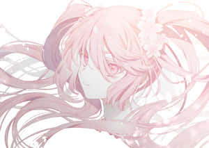粉紅色頭髮和櫻花的動漫女孩溫柔地微笑。 — 櫻島麻衣 壁紙