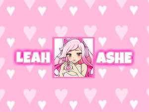 粉紅色頭髮的動漫女孩在Leah和Ashe名字之間用雙手做出愛心形狀。 — 安娜貝爾 壁紙