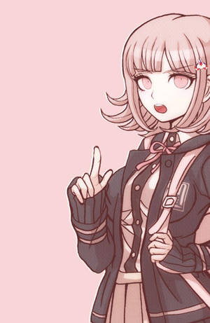 粉紅髮動漫女孩穿校服向上指，粉紅背景 — NANA 動畫 壁紙